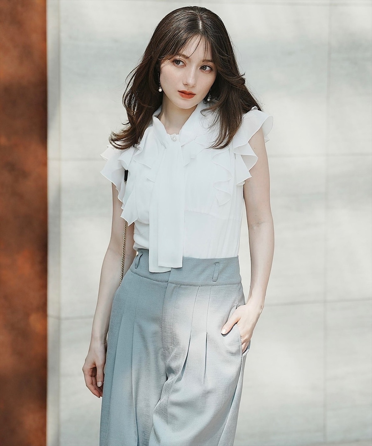 ツータック美シルエットワイドパンツ