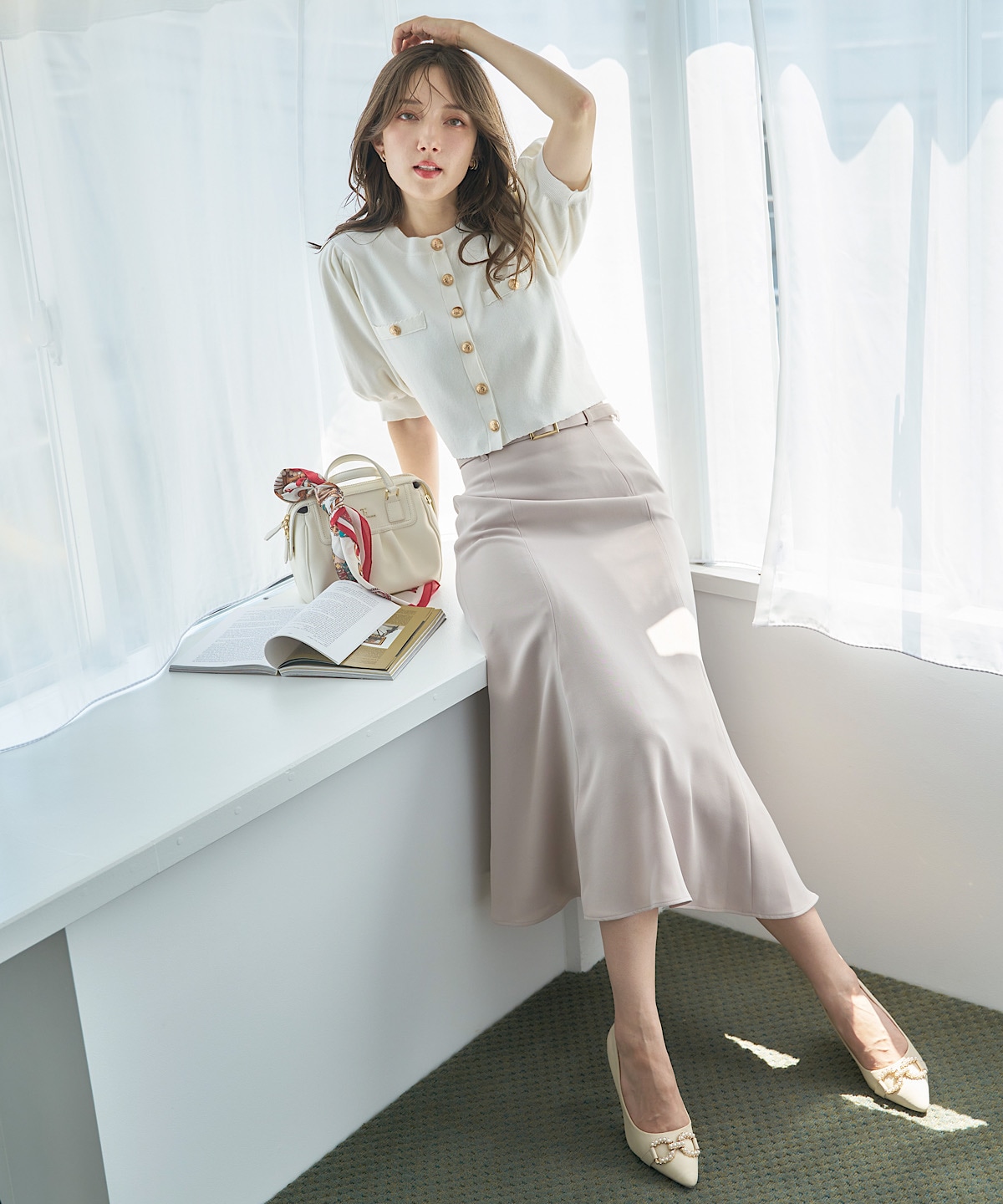 【日本製】ベルト付きマーメイドスカート