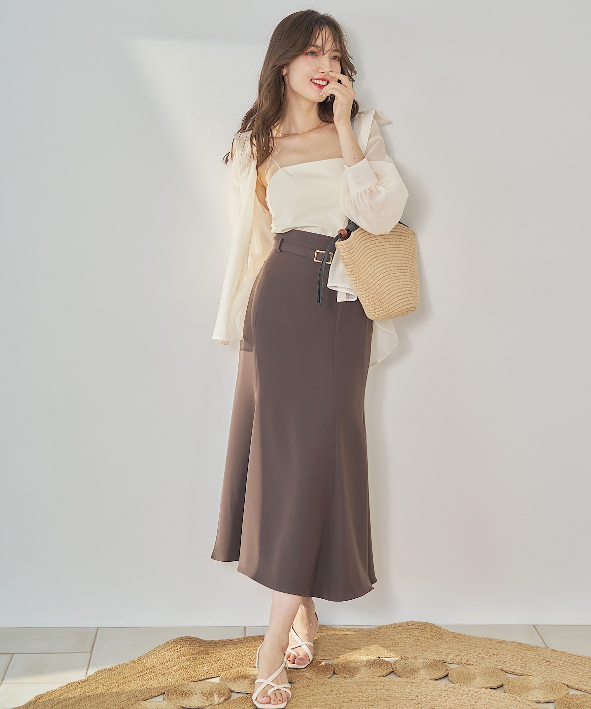 【日本製】ベルト付きマーメイドスカート