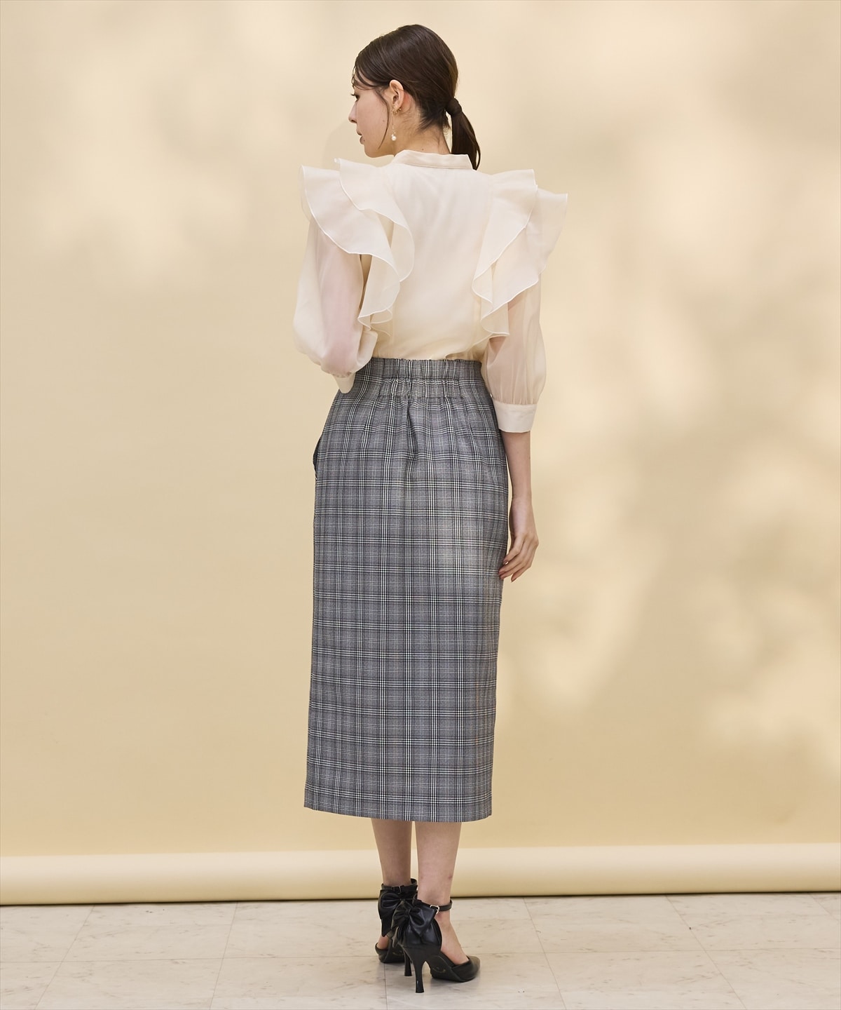 【日本製】フロントジップチェックスカート