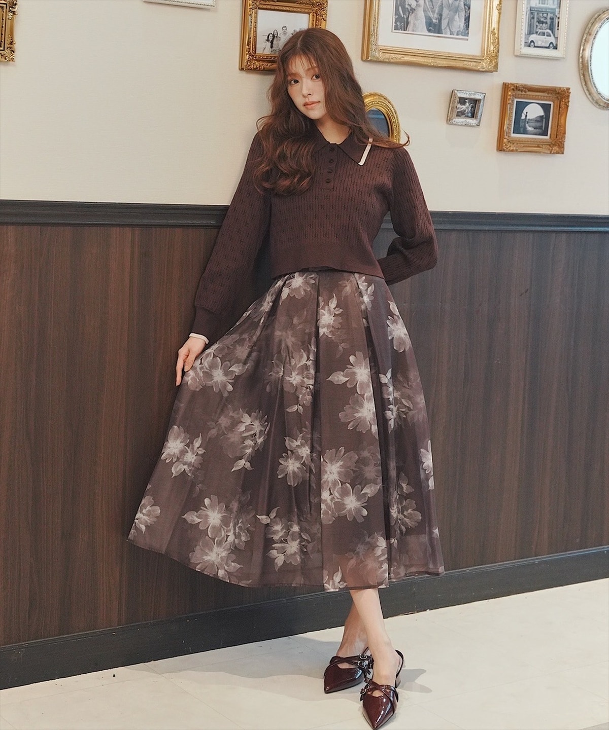 【再入荷】フラワープリントフレアスカート