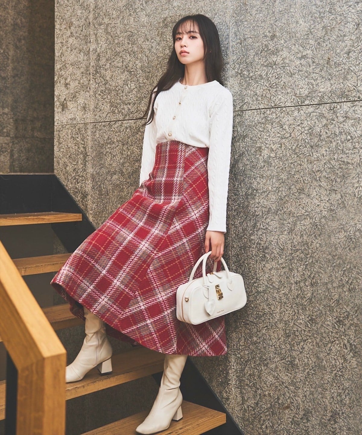 ロービングチェックフレアスカート