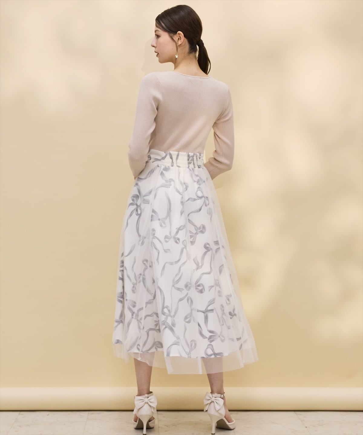 リボンデコレーションドッキングワンピース