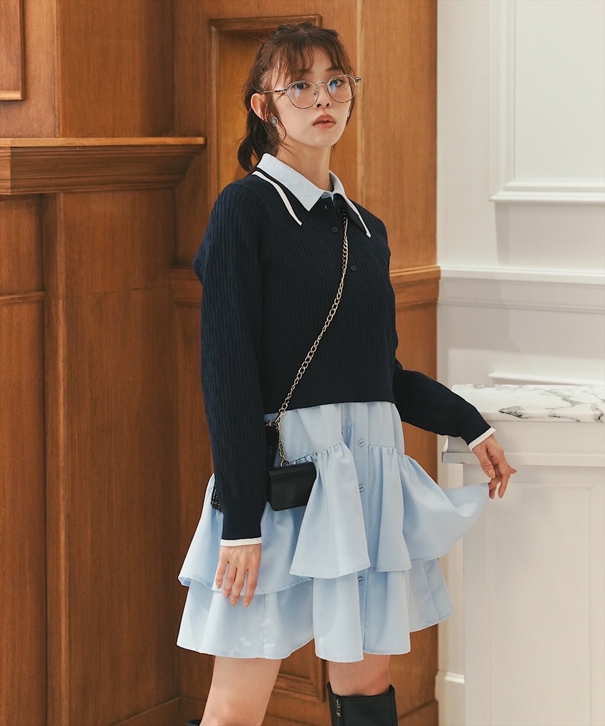 【再入荷】ティアードシャツワンピース