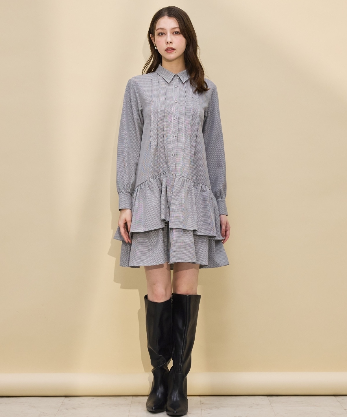 【再入荷】ティアードシャツワンピース