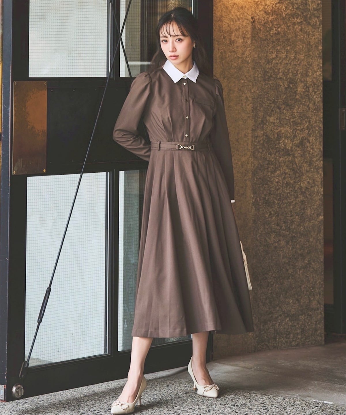 白襟シャツワンピース