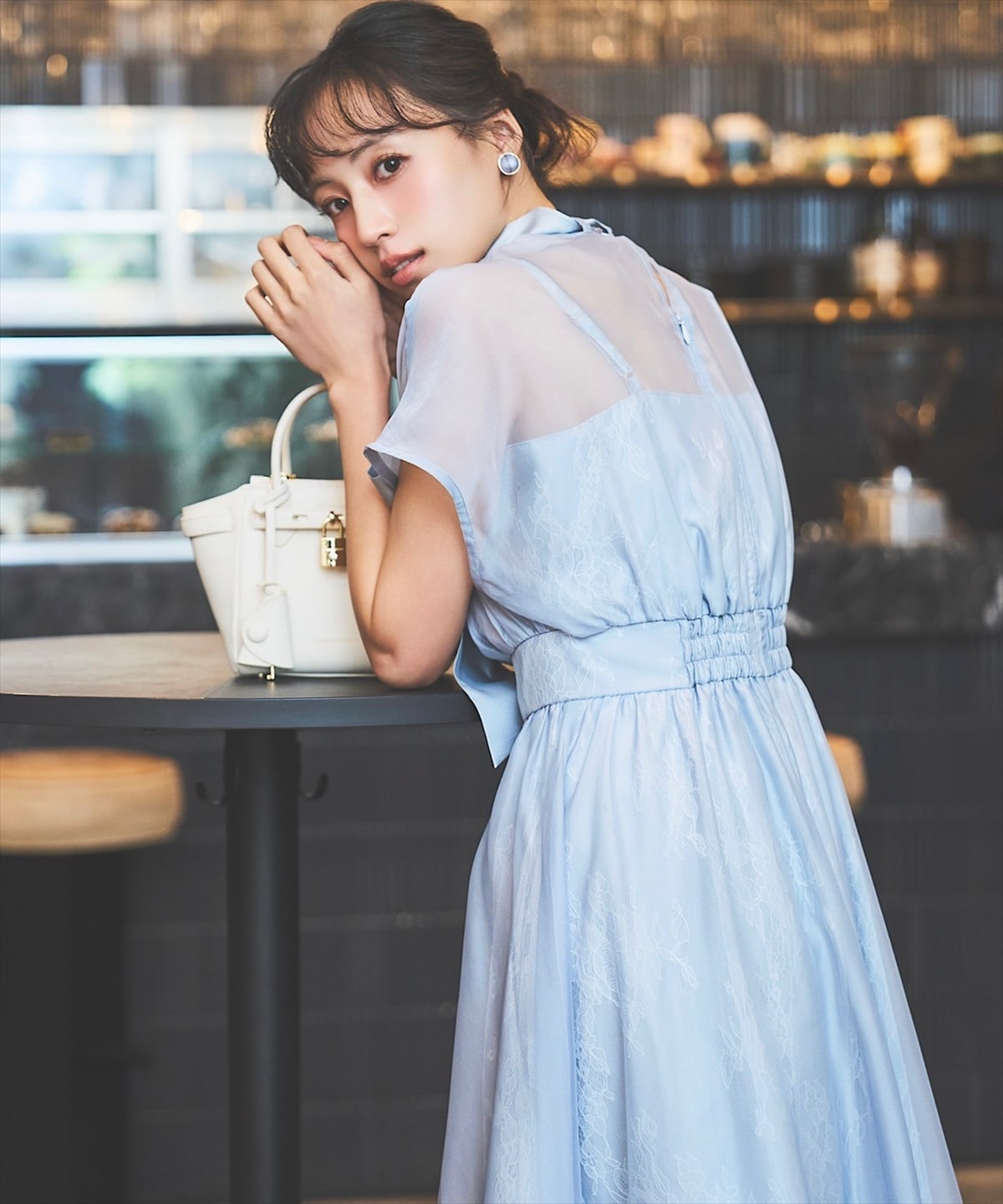 2WAYリボンタイシャドーレースオケージョンドレス