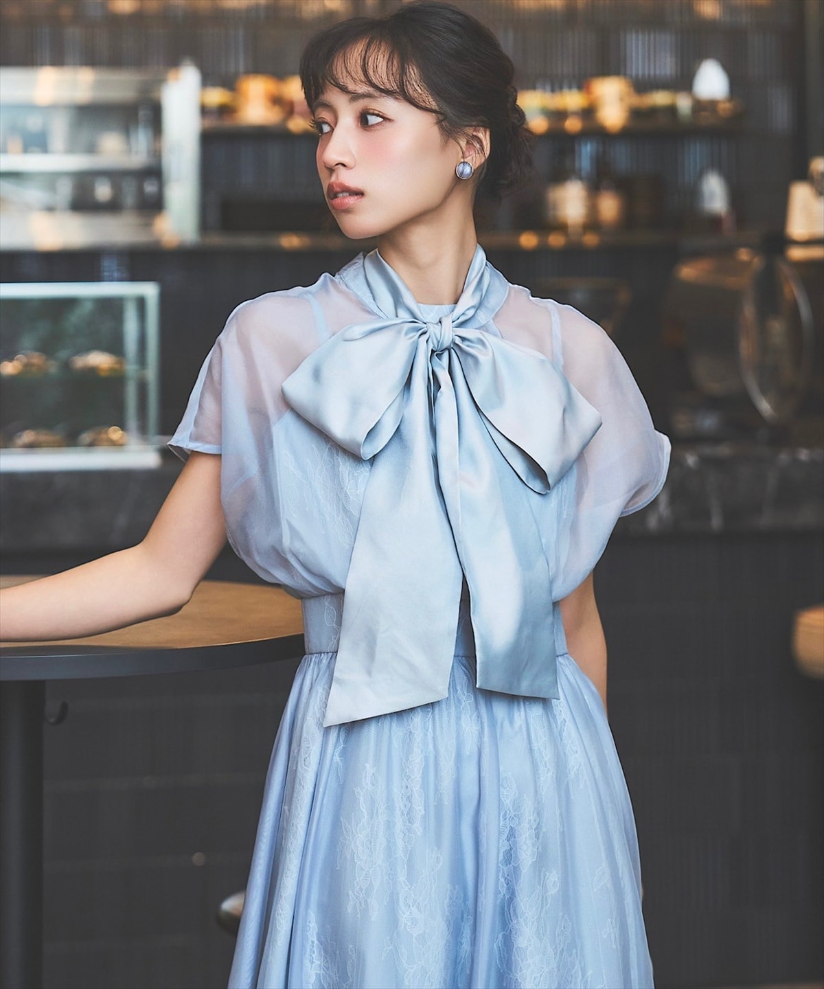 2WAYリボンタイシャドーレースオケージョンドレス