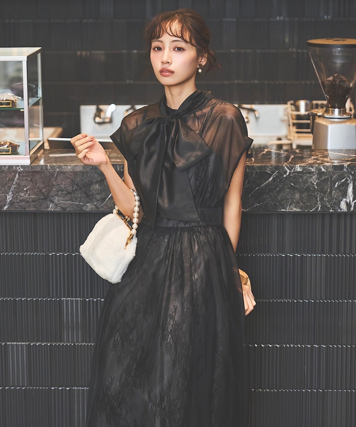 2WAYリボンタイシャドーレースオケージョンドレス