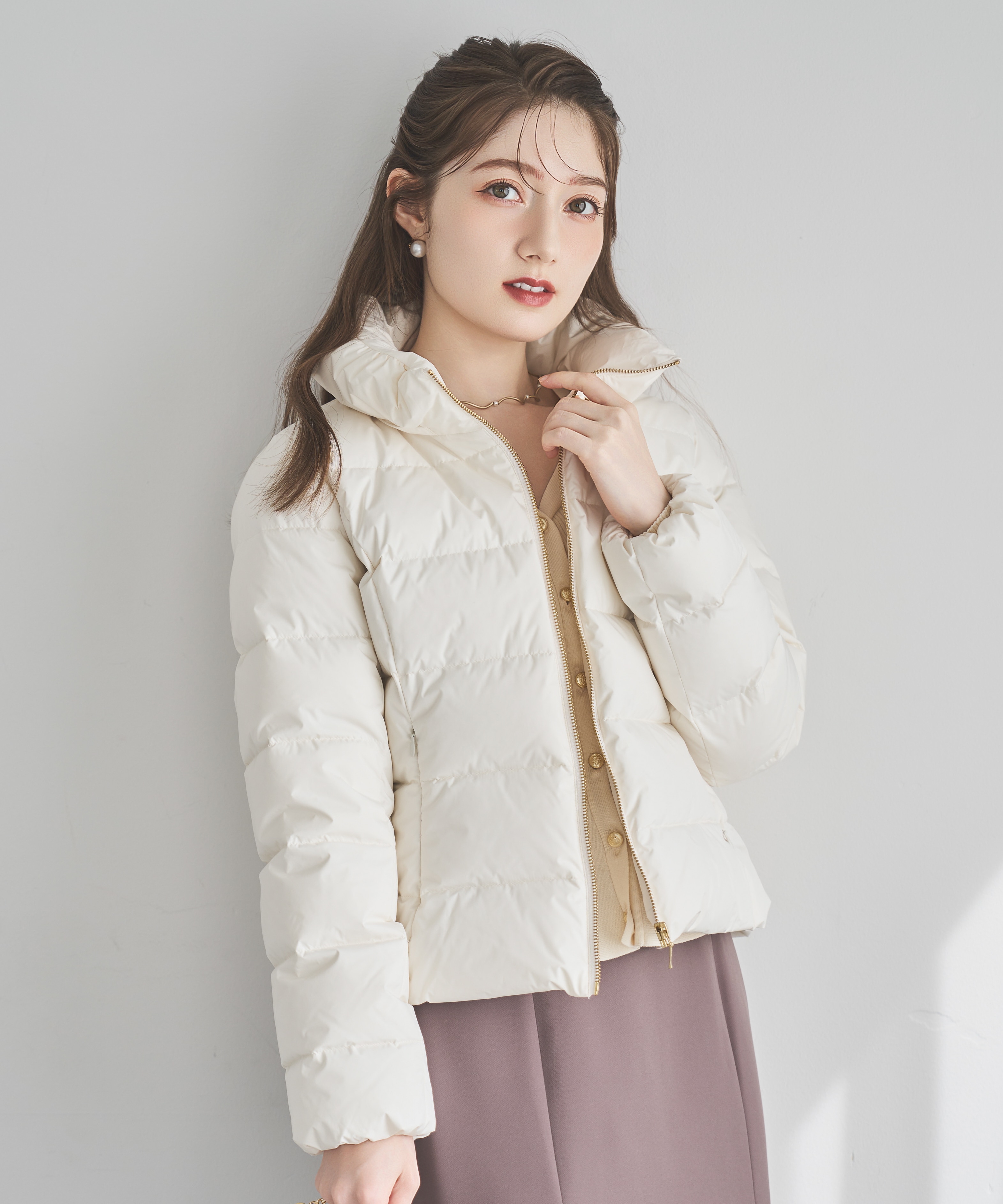 フォックスファー付ショートダウン