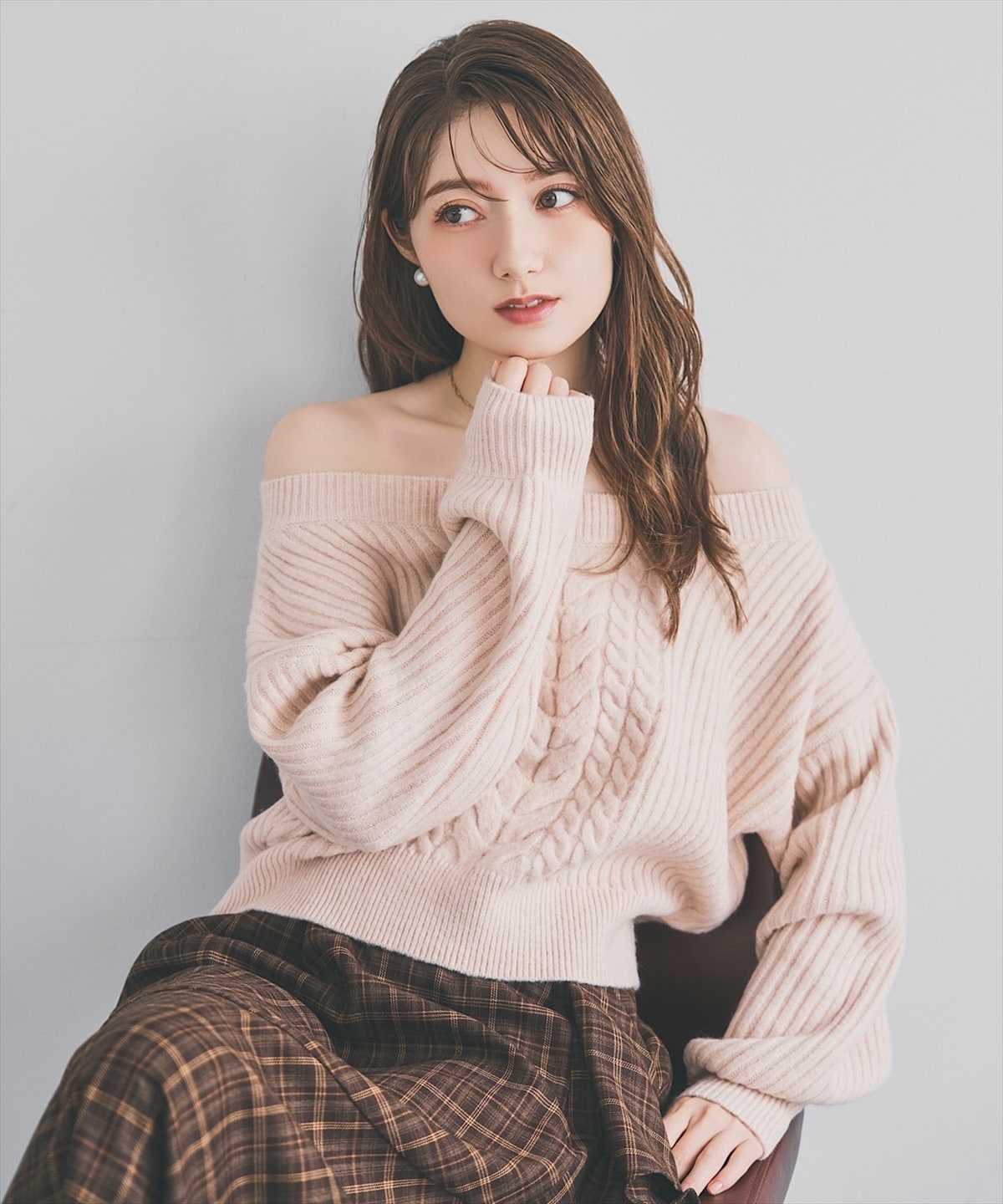 ケーブルデザインリブニット