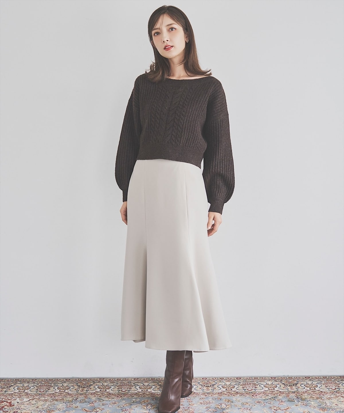 ケーブルデザインリブニット