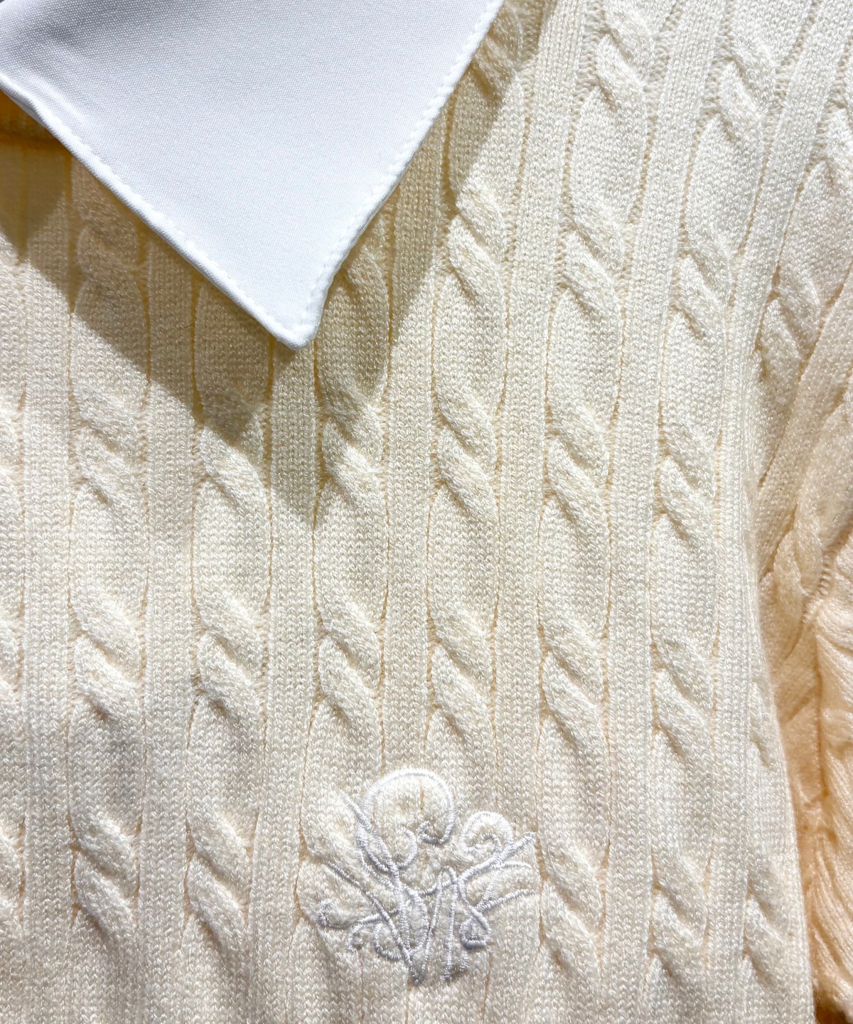 ケーブルニットレイヤードワンピース