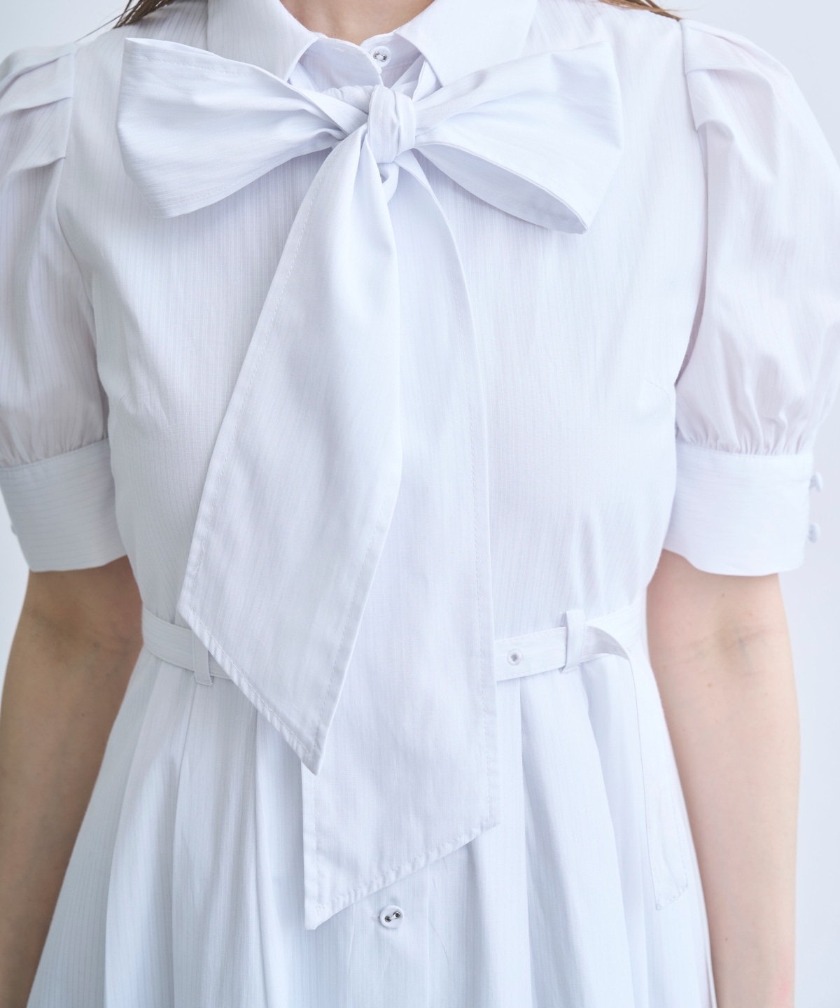 【4/10(Fri)予約開始】リボン付きストライプシャツワンピ―ス