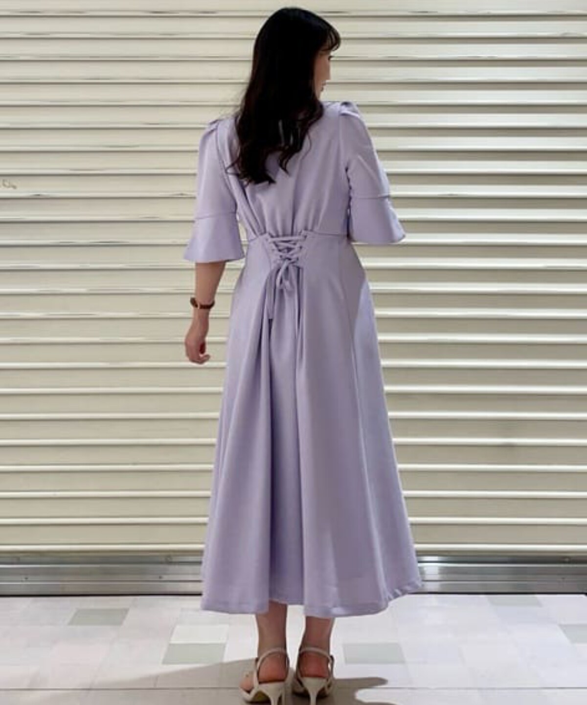 ラメツイードレース襟ワンピース