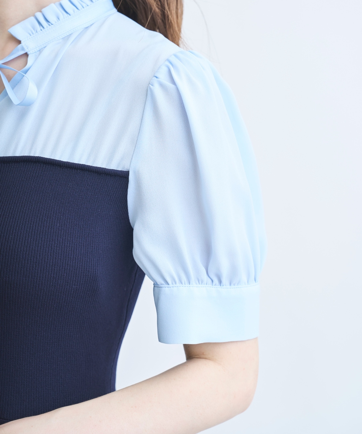 【3/19(Thu)予約開始】フリル衿ニットドッキングワンピース