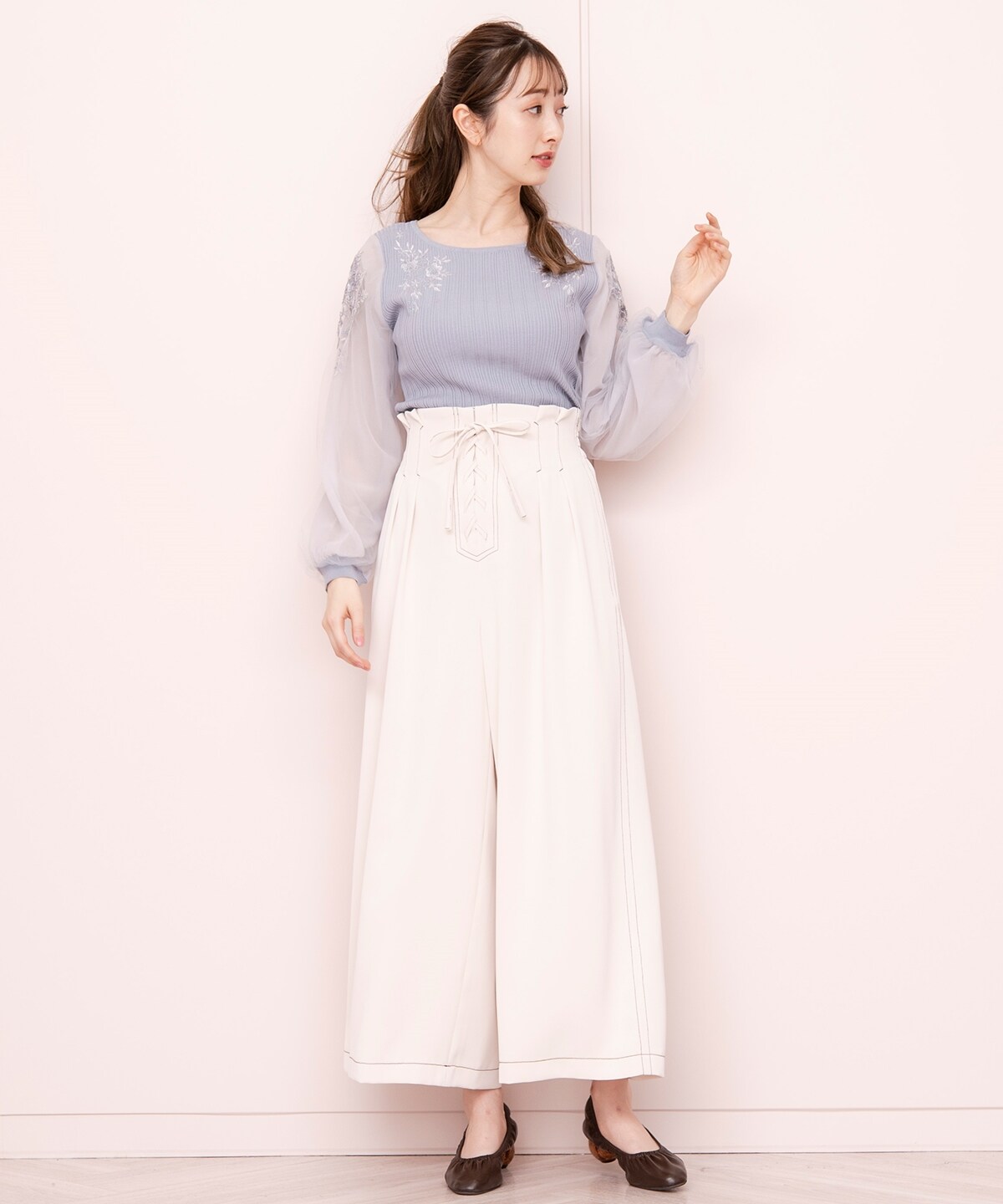 ジョーゼットワイドパンツ S エクリュ Willselection 公式オンラインショップ バーンデストローズ