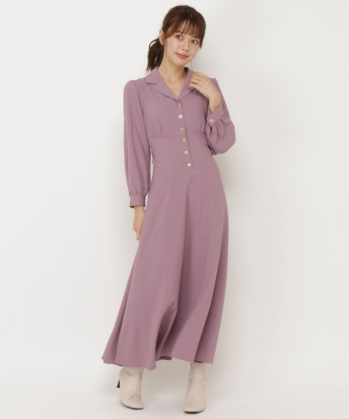 オープンカラーコルセットワンピース M ラベンダー Willselection 公式オンラインショップ バーンデストローズ