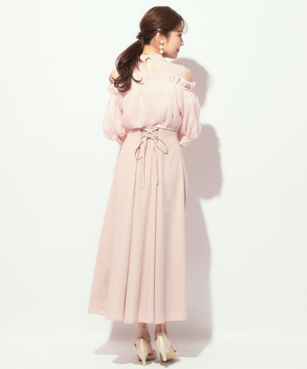 オフショル袖ボリュームドレス