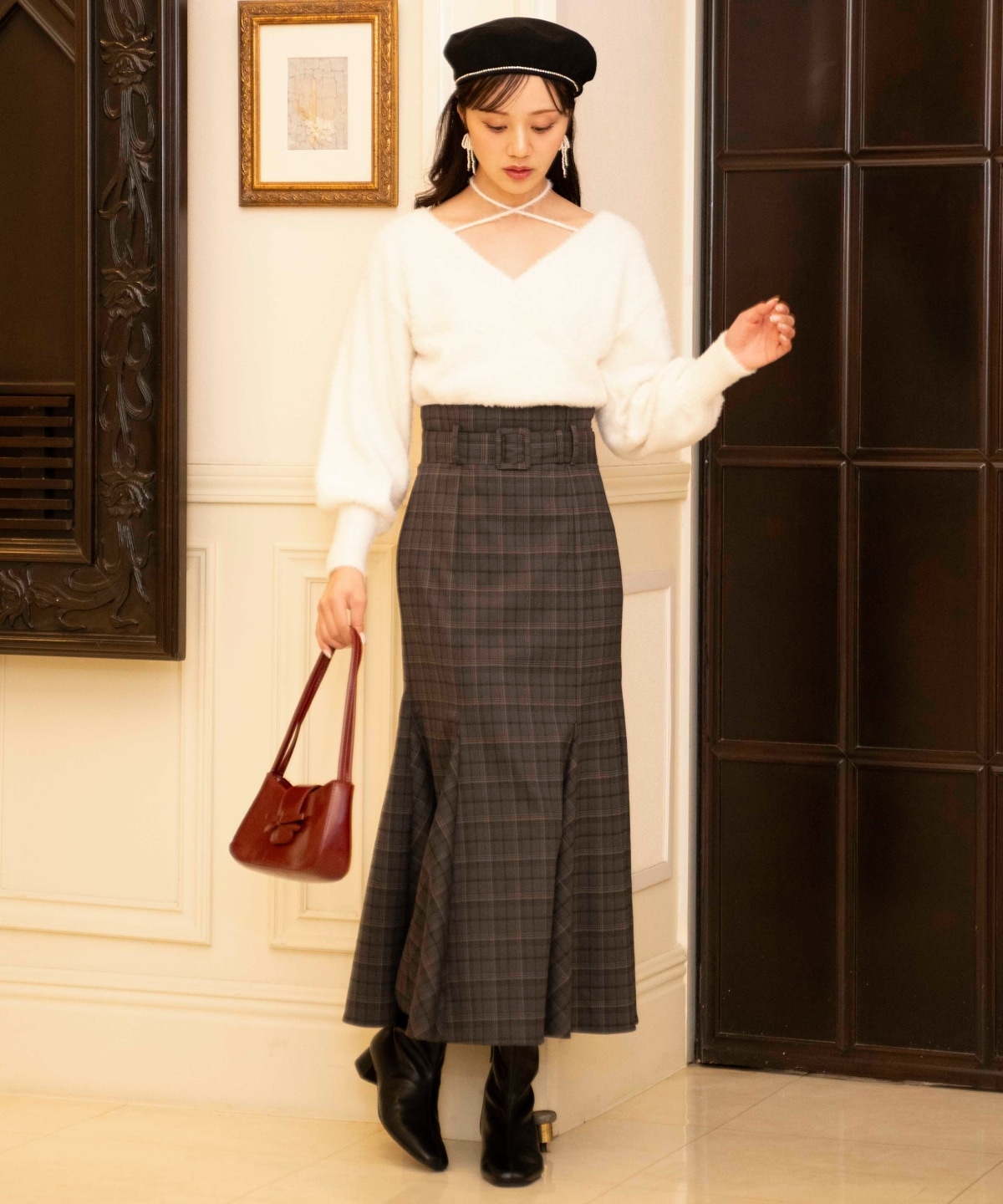 ベルト付きハイウエストマーメイドスカート