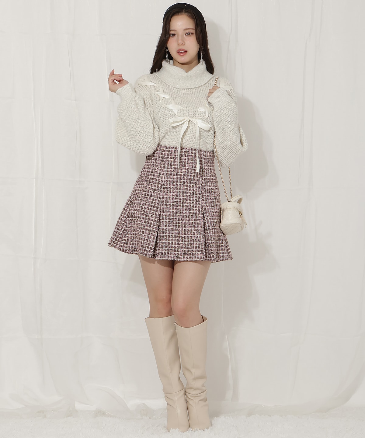 ラメツイードミニスカート