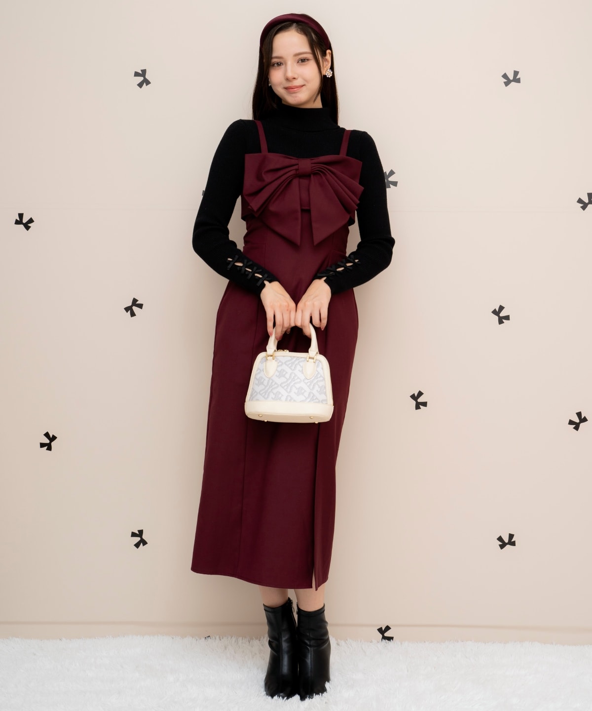 ドレープリボンIラインワンピース