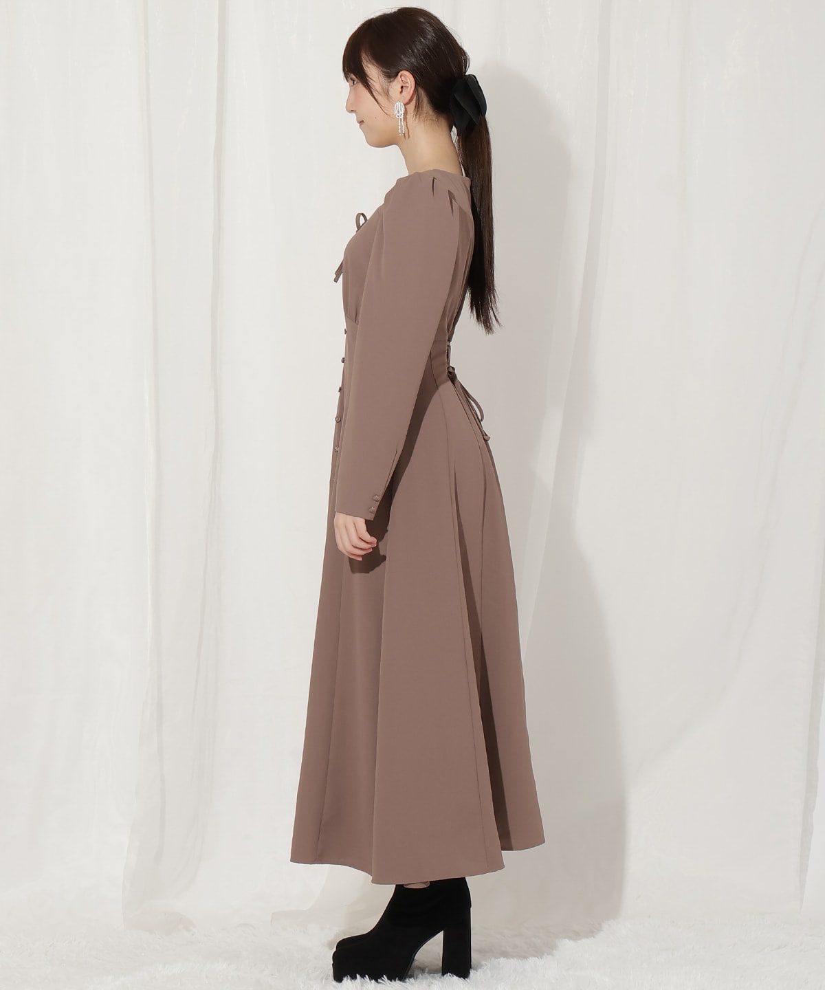 フロントボタンワンピース