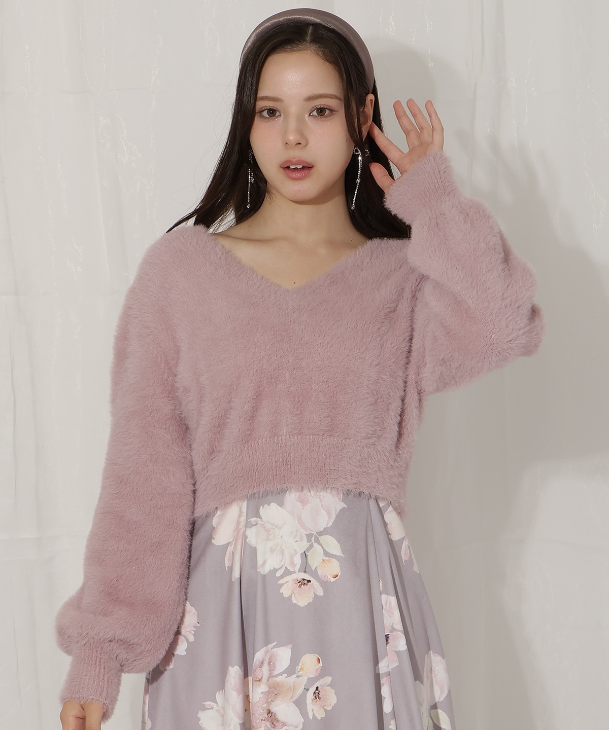 シャギーニット×フレアワンピース