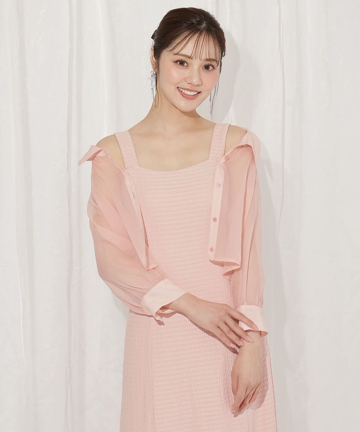 シアーブラウス×カットソーマーメイドワンピース