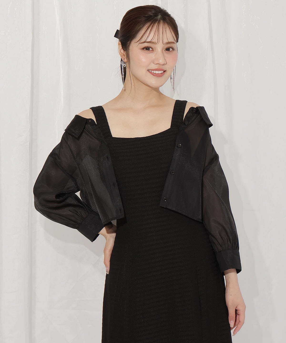 シアーブラウス×カットソーマーメイドワンピース