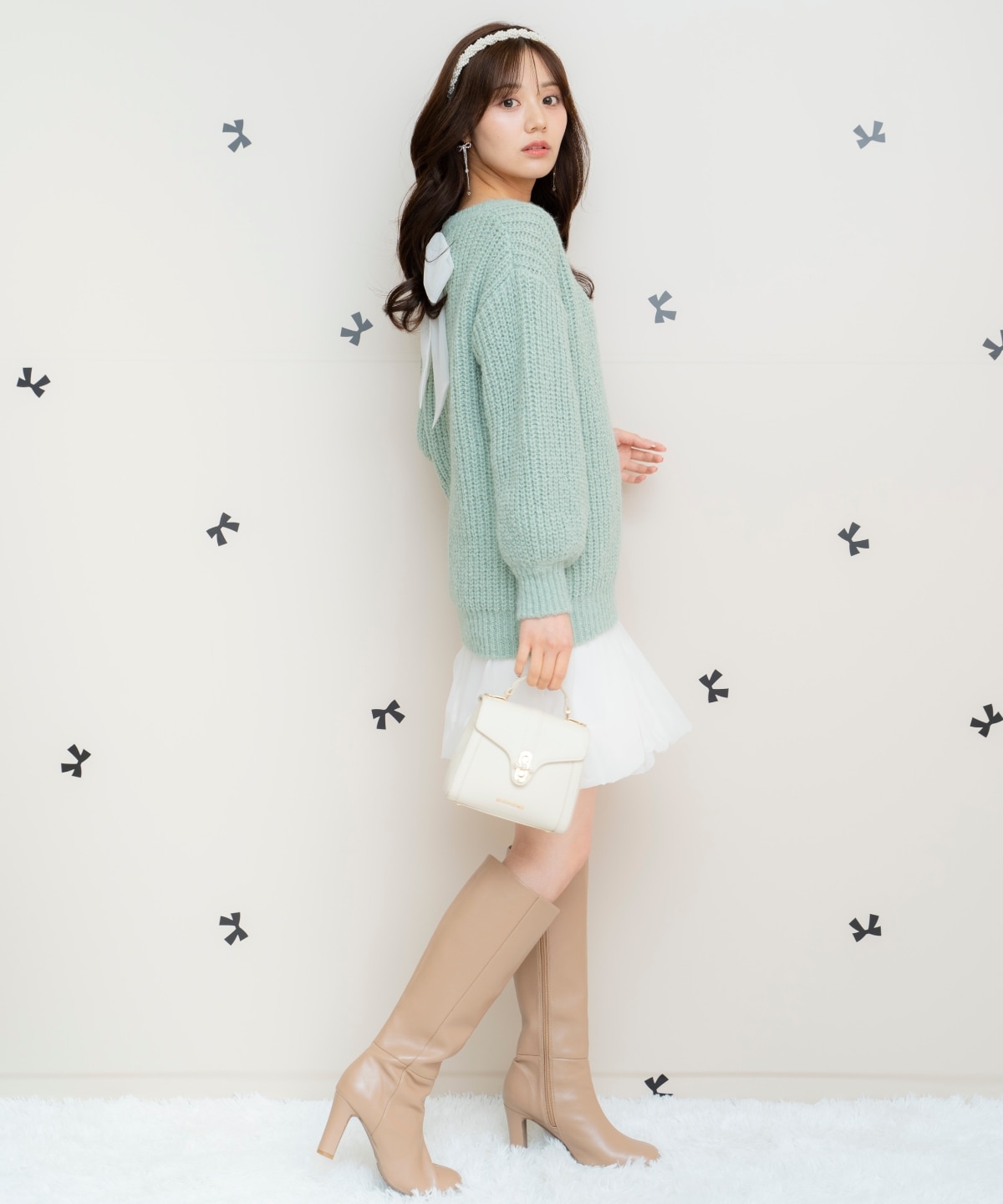 ニットプルオーバー×バルーンスカートセット