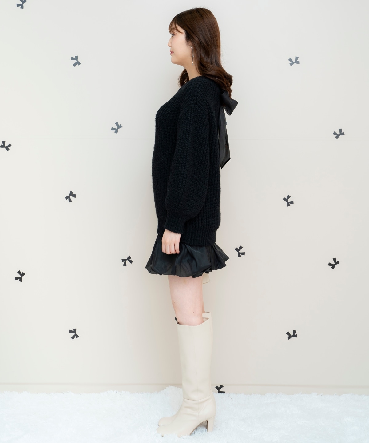 ニットプルオーバー×バルーンスカートセット
