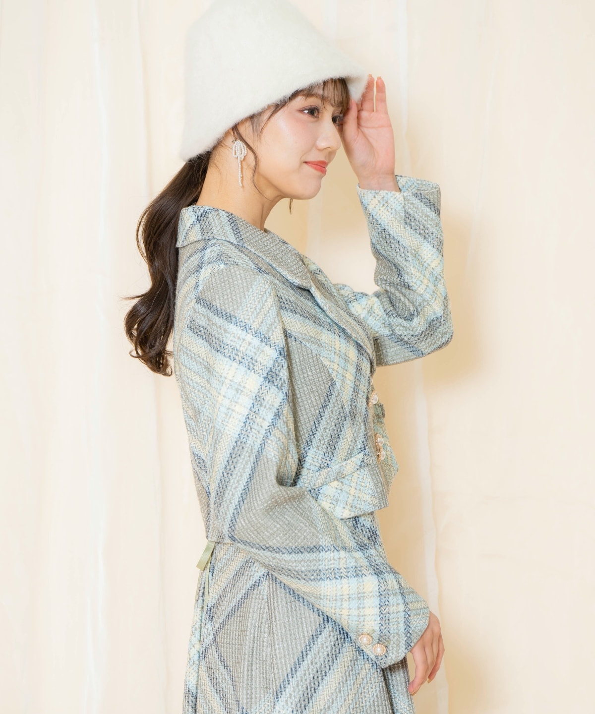 ツイードチェックショートジャケット