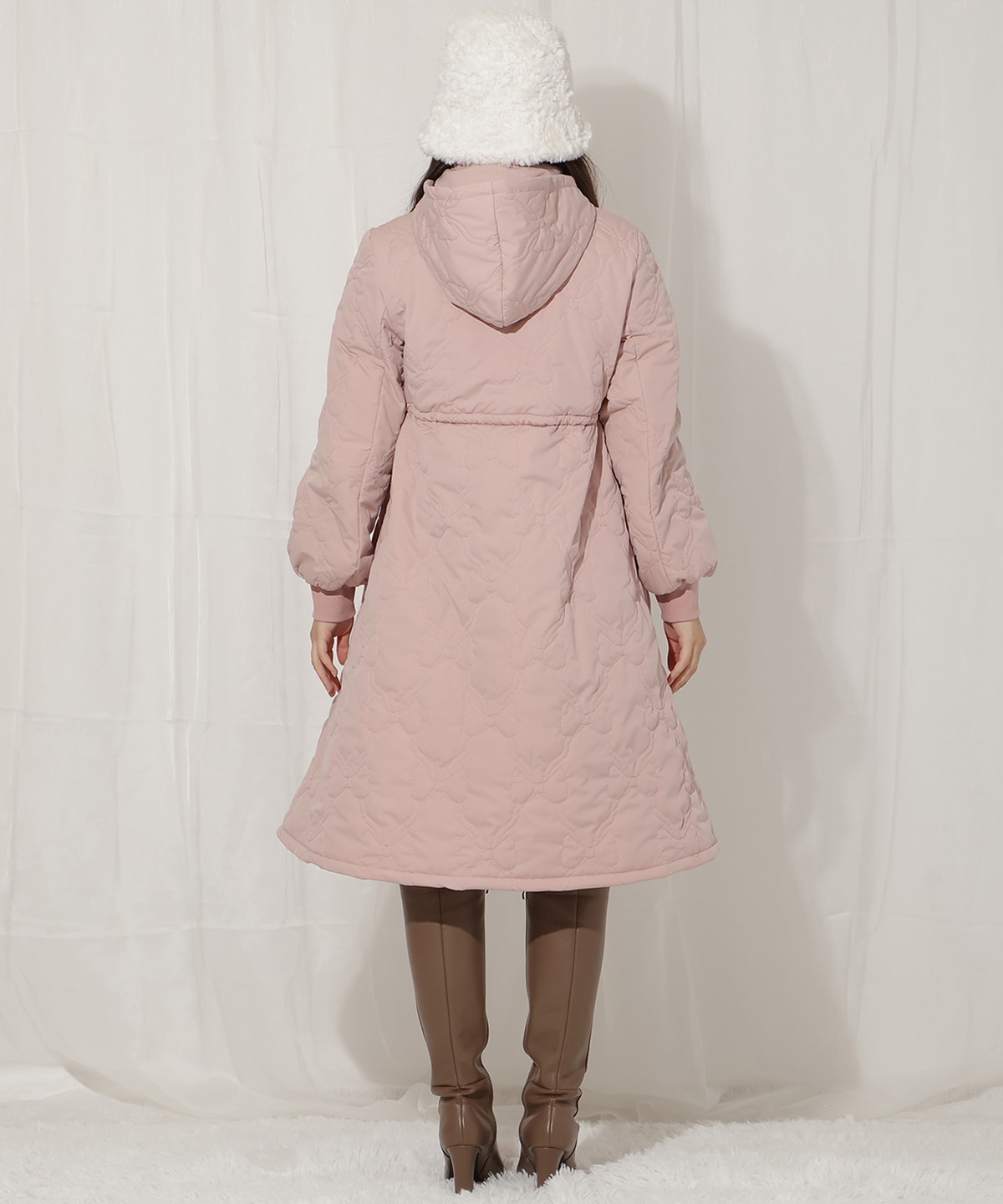 リボン柄キルティングコート