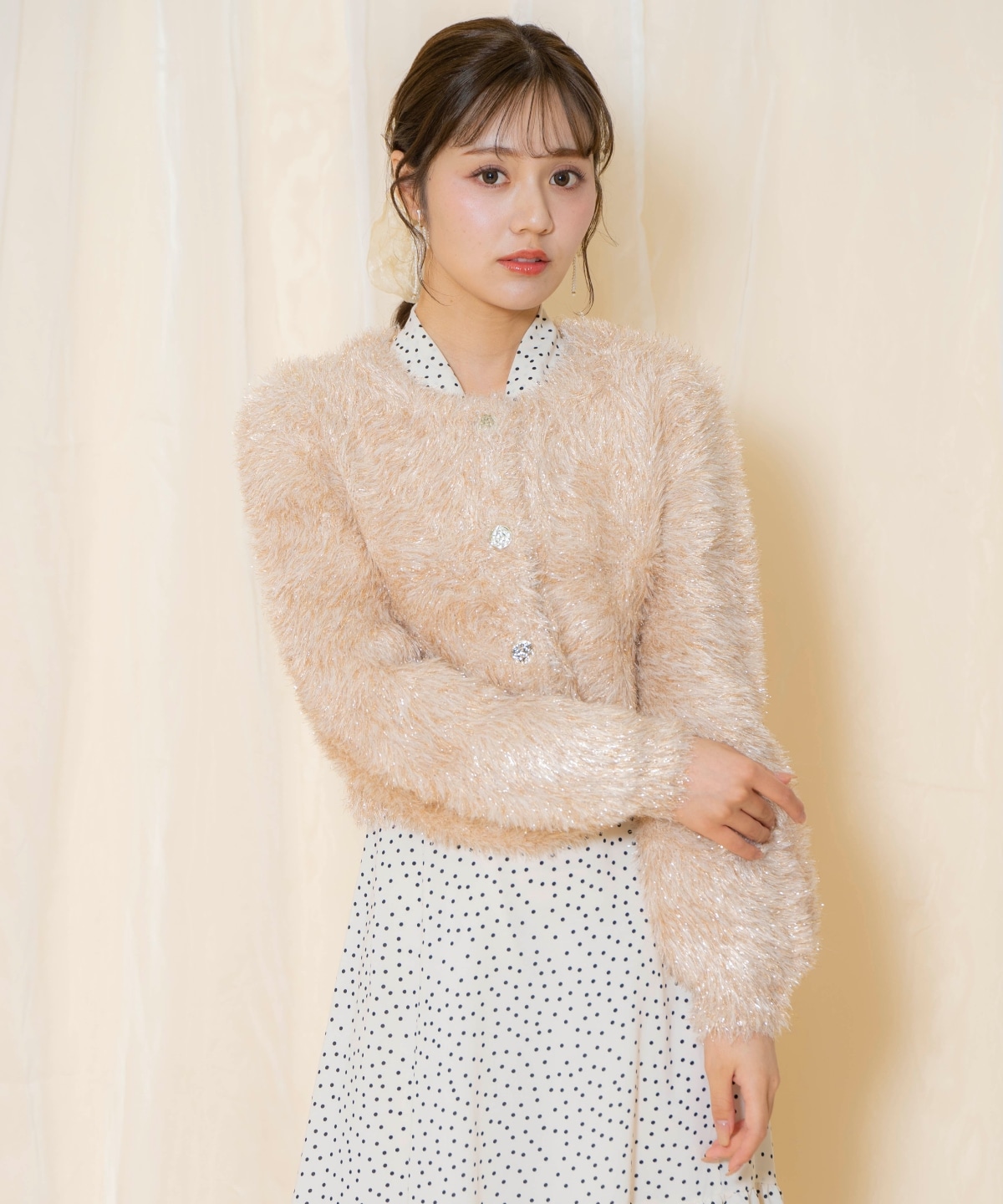 シャギーラメカーディガン