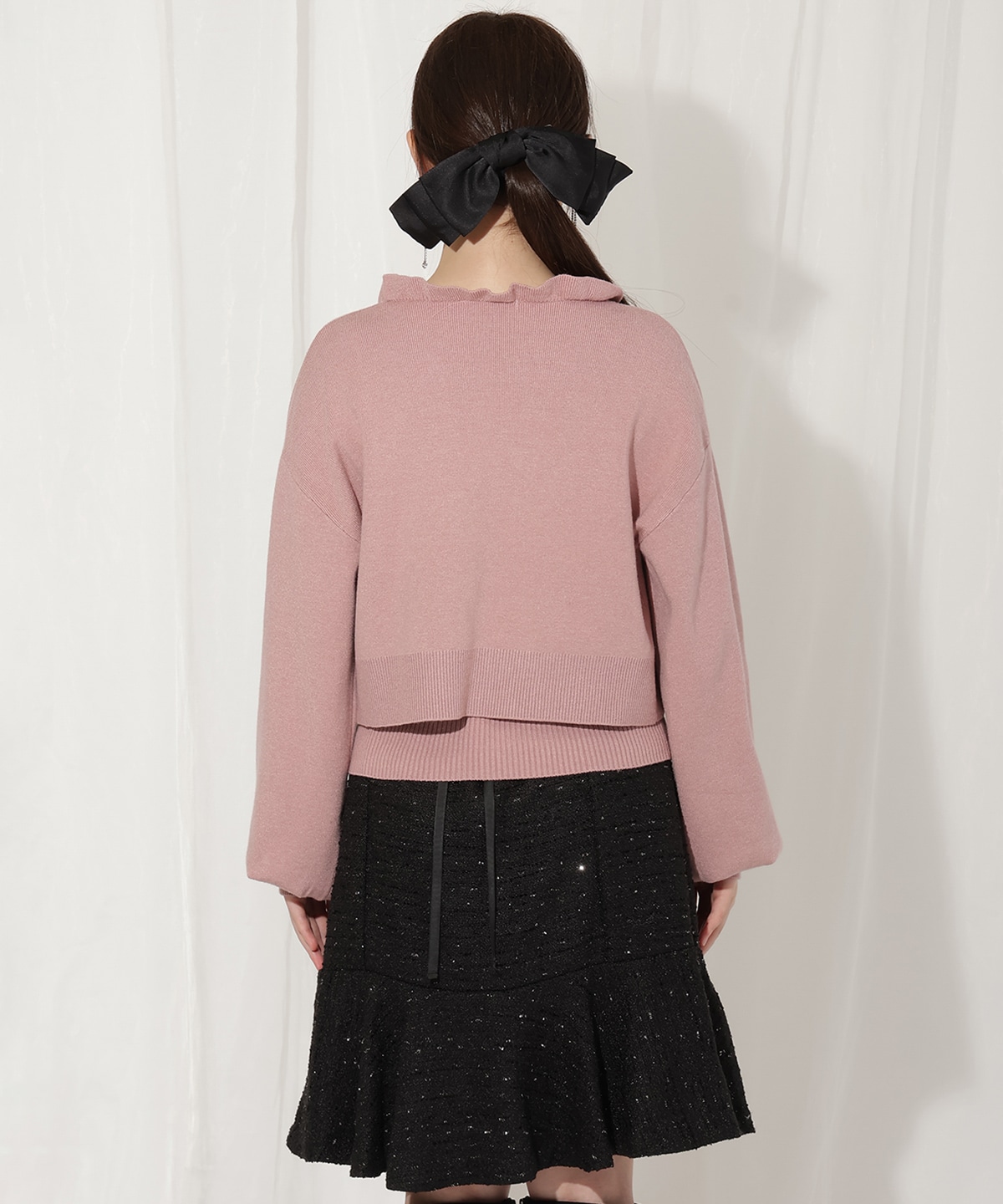 フリルカーディガン×リボンキャミセット