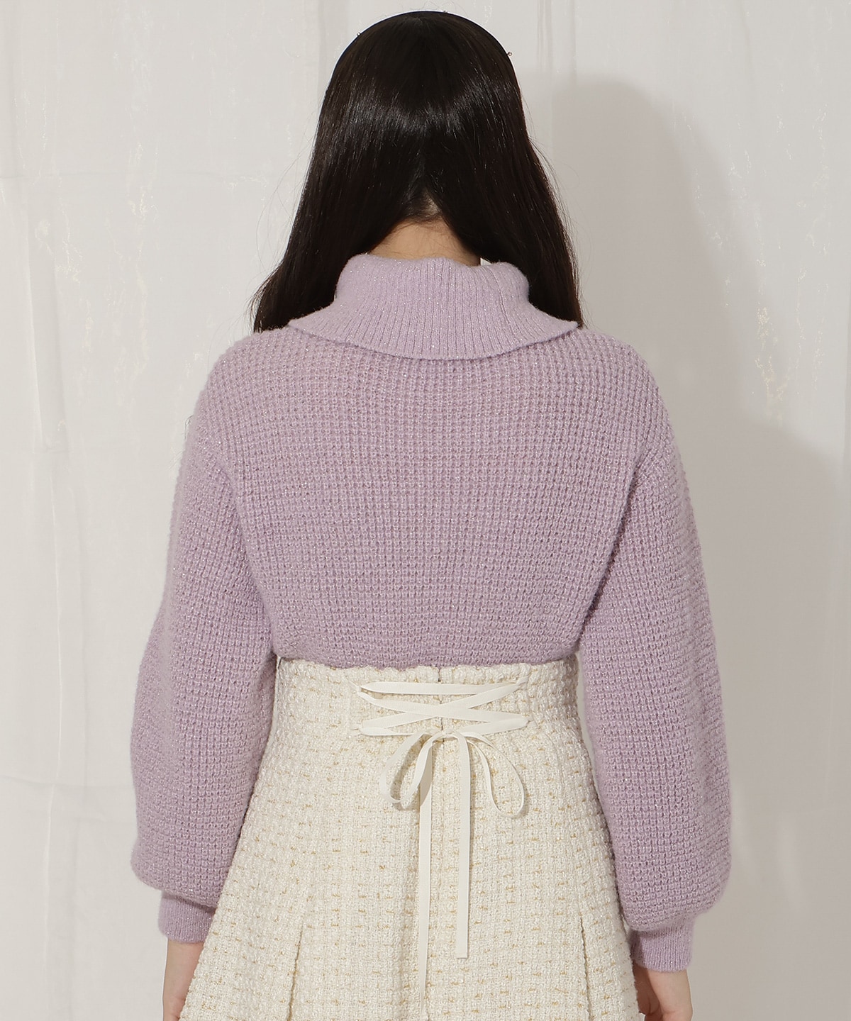 レースアップタートルニット