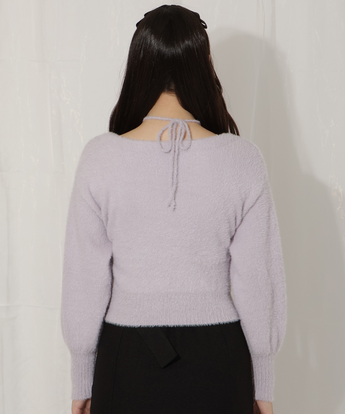 クロスネックカシュクールフェザーニット