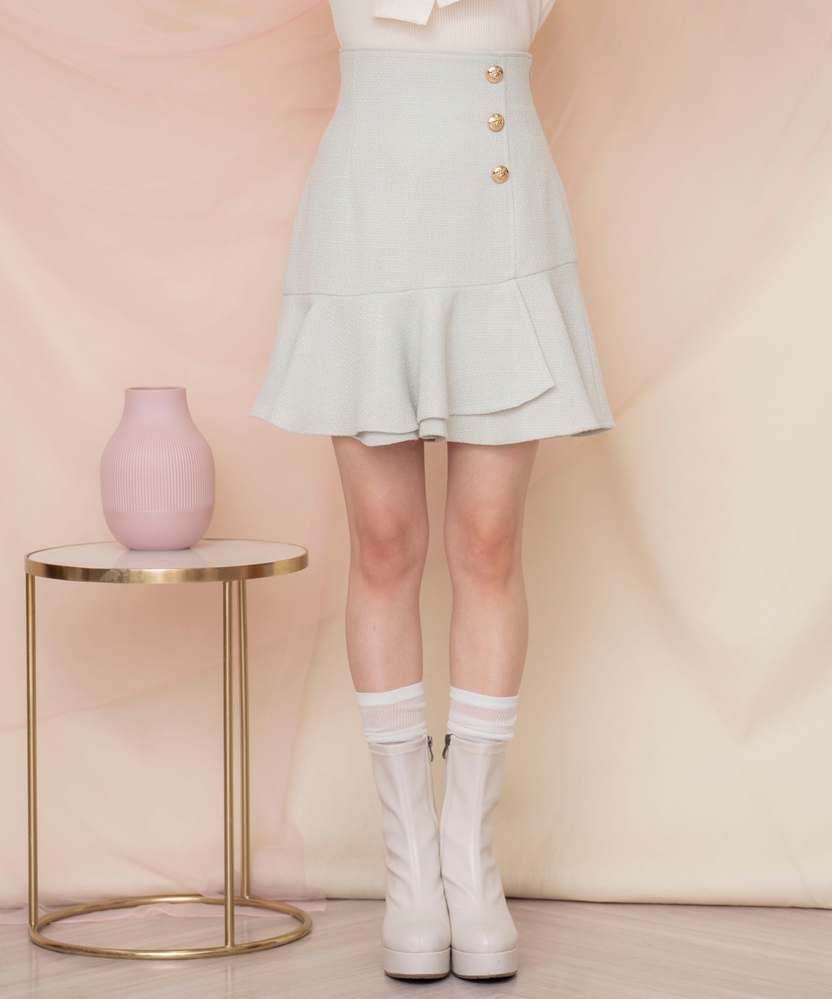 アシメヘムツイードミニスカート