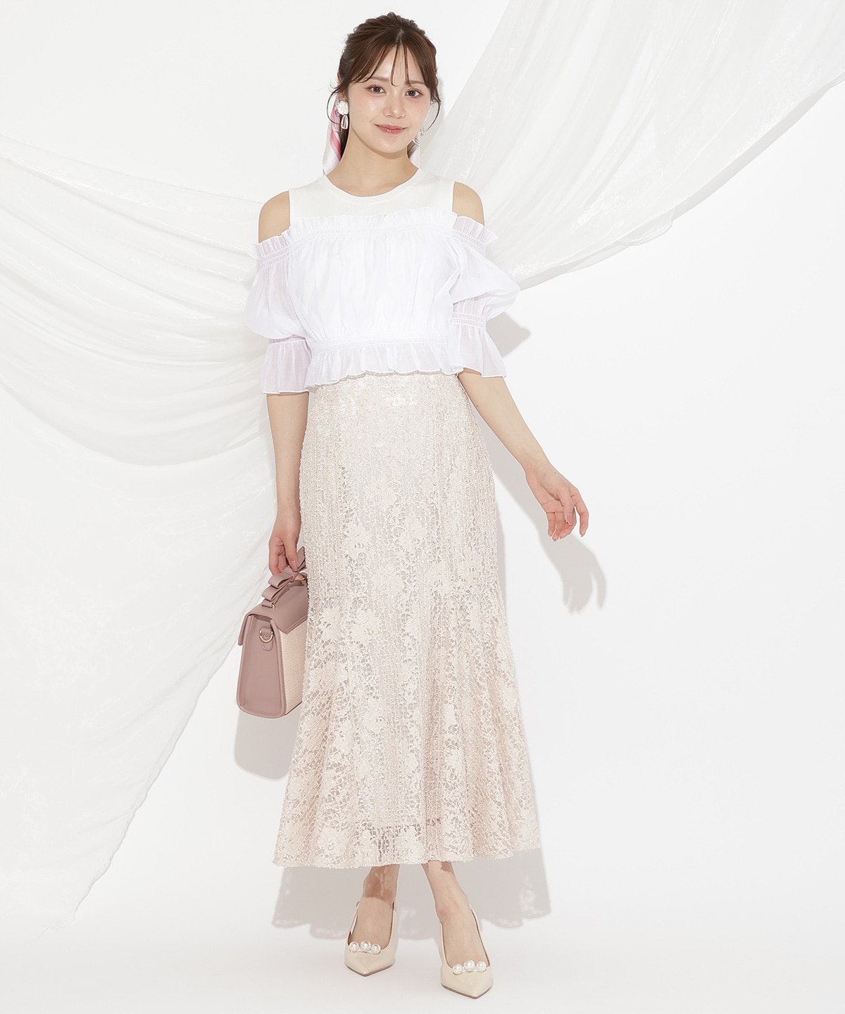 スパンコールレースマーメイドスカート