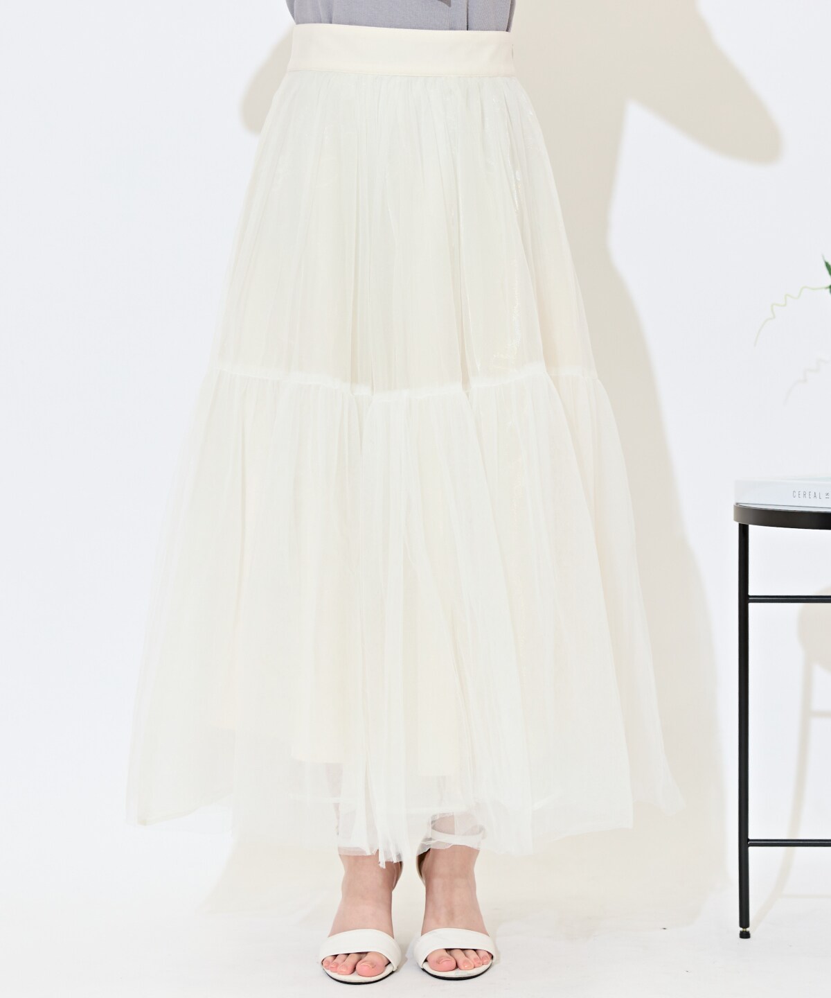 ニュアンスカラーチュールティアードスカート