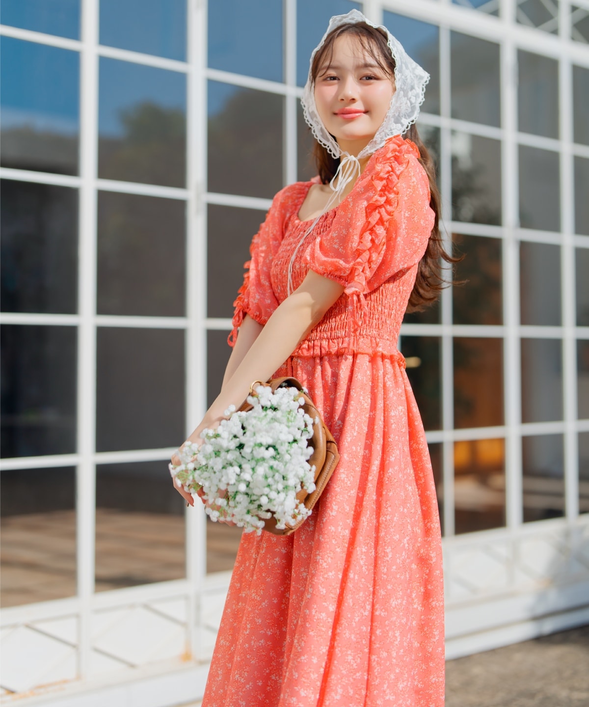 ミニフラワーシャーリングワンピース