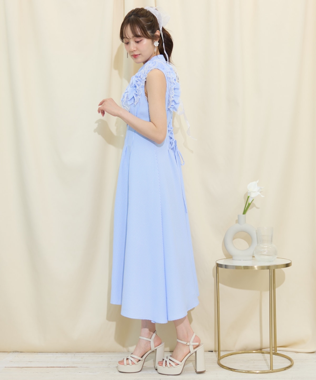 チュールフリルワンピース