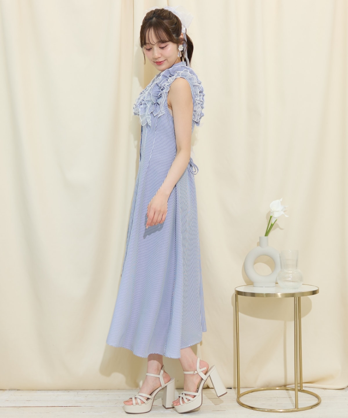 チュールフリルワンピース