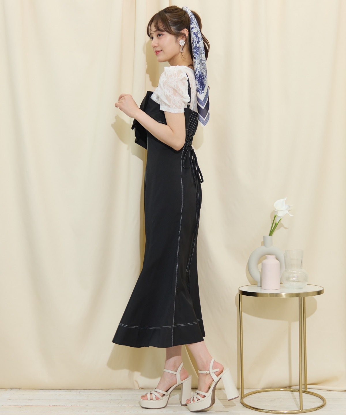 ドレープリボンマーメイドジャンスカ