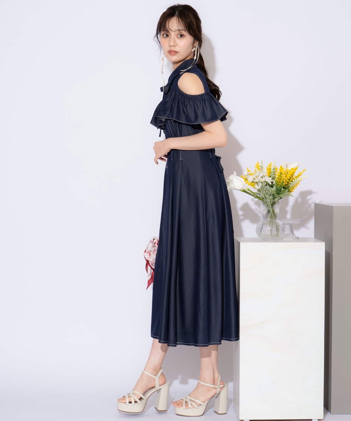 ２WAYスリーブストライプシャツワンピース