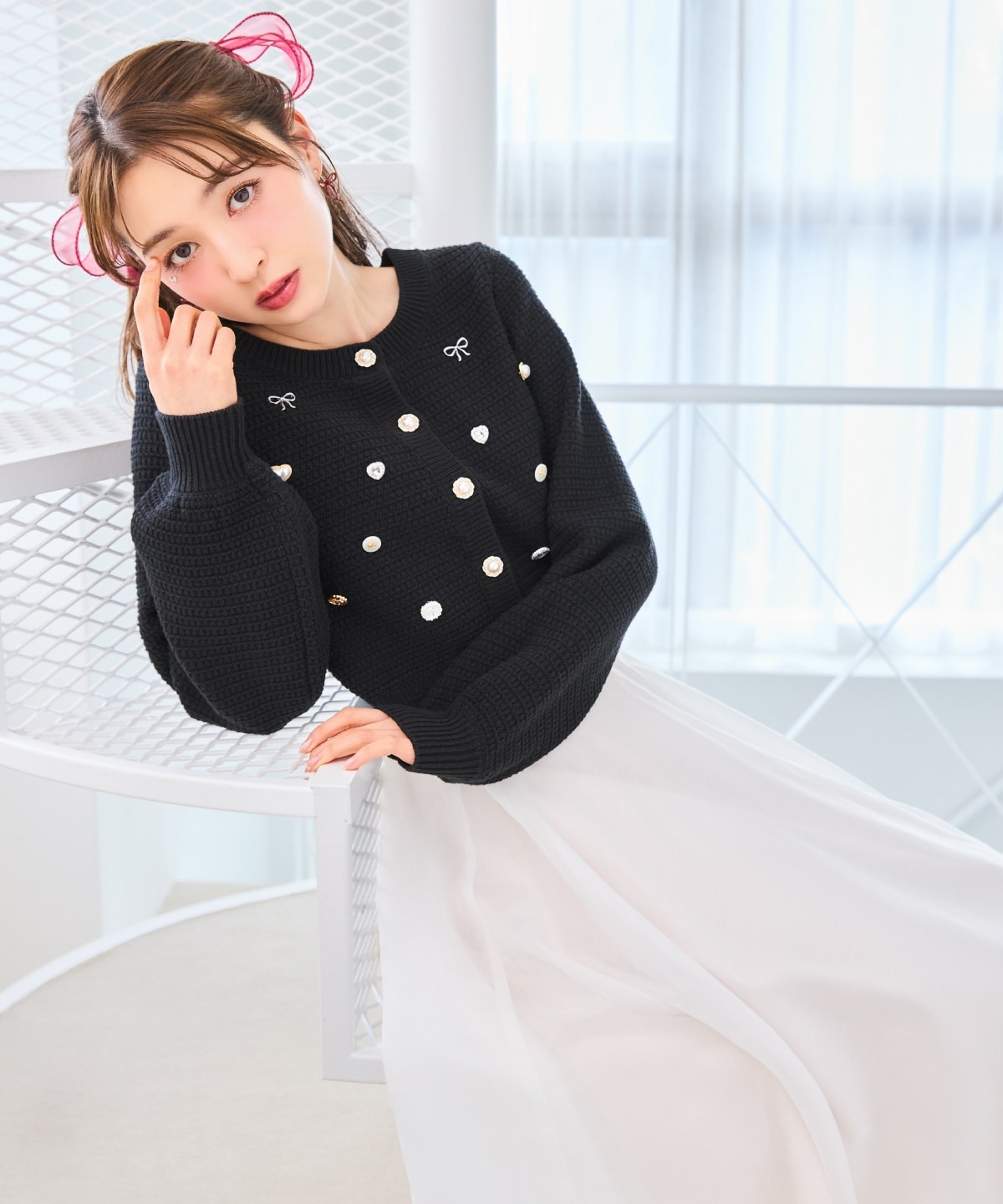 シャイニービジューカーディガン