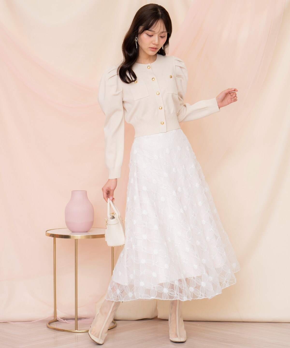 ポケットデザインタックスリーブカーディガン