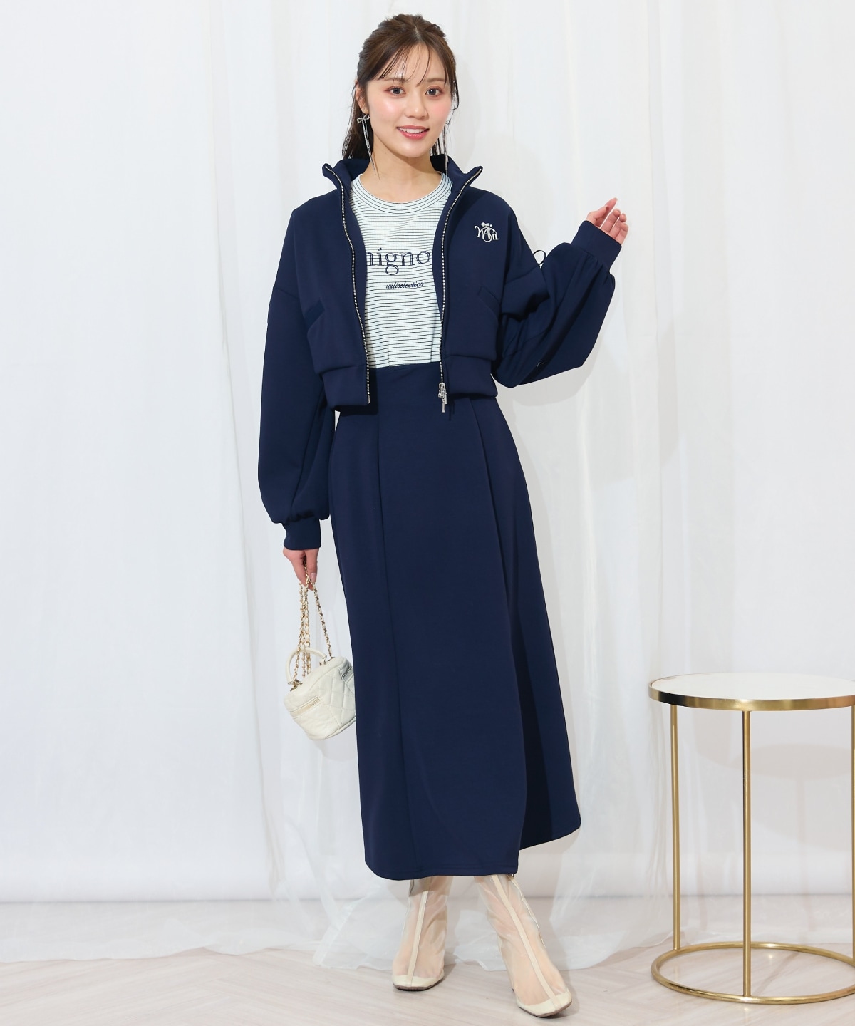 ロゴ刺繍リボントラックジャケット