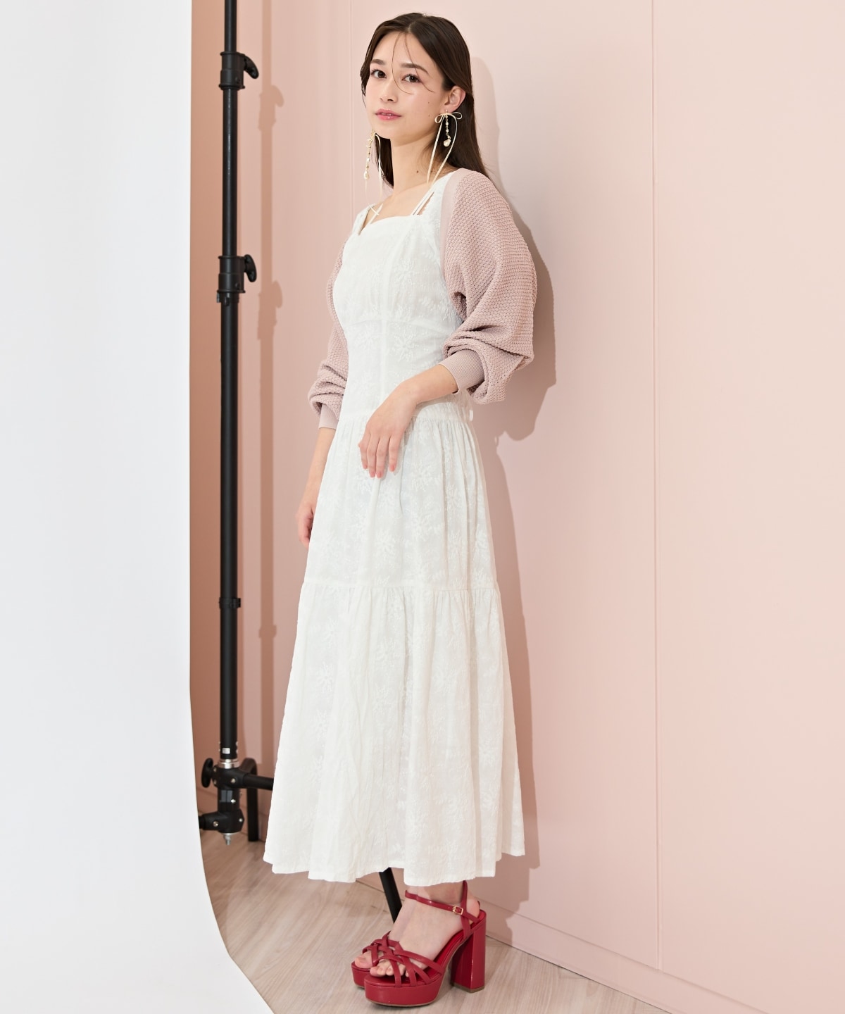 ショート丈柄編みボレロ